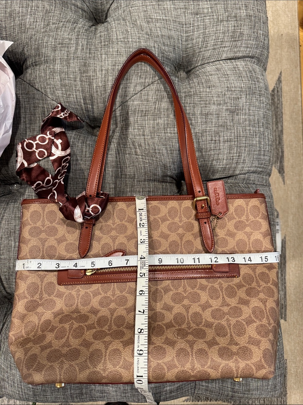 Coach Bag Taylor Brown Signature Coated Canvas Tote with Leather Trim - Picture 17 of 17